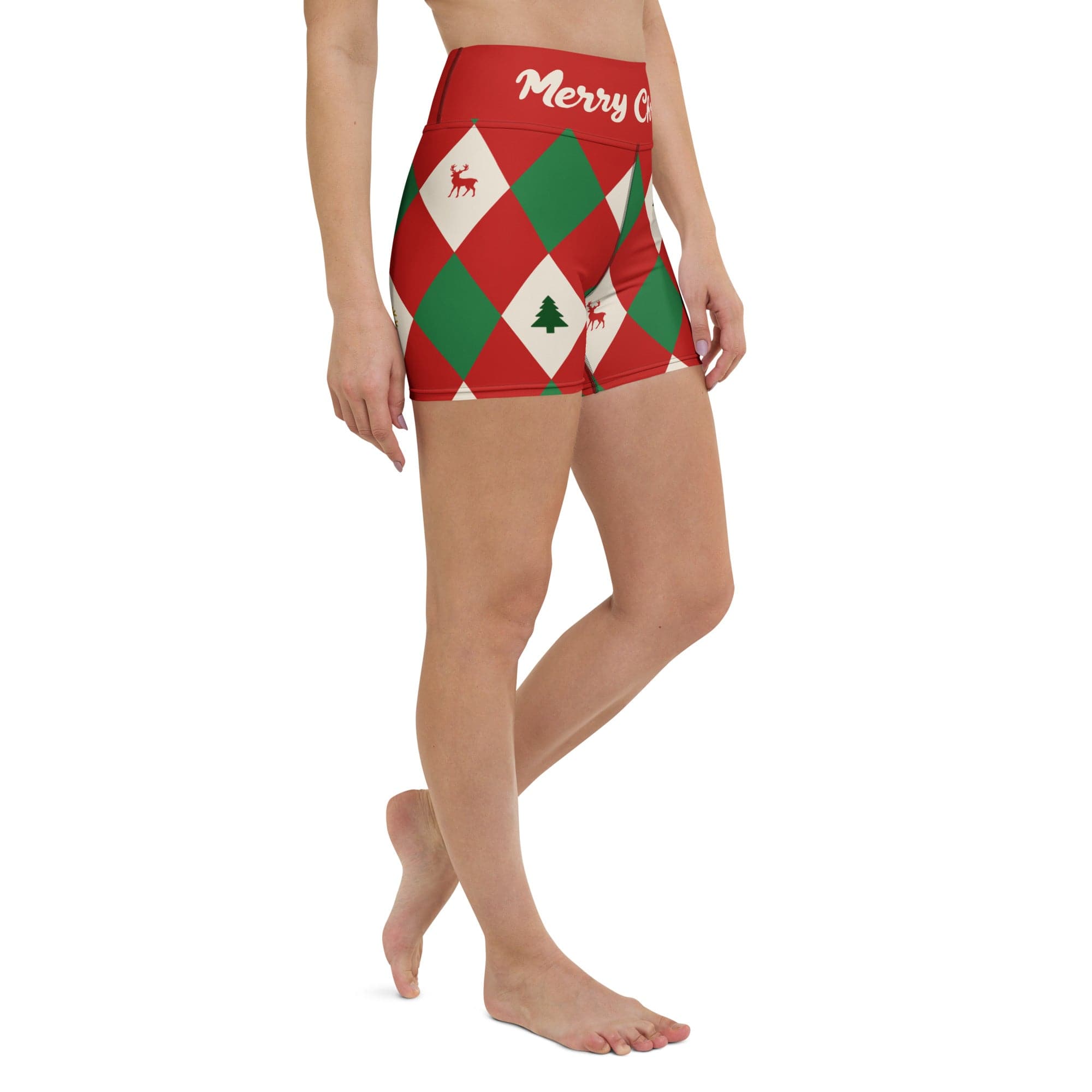 Harlequin Christmas Yoga Shorts
