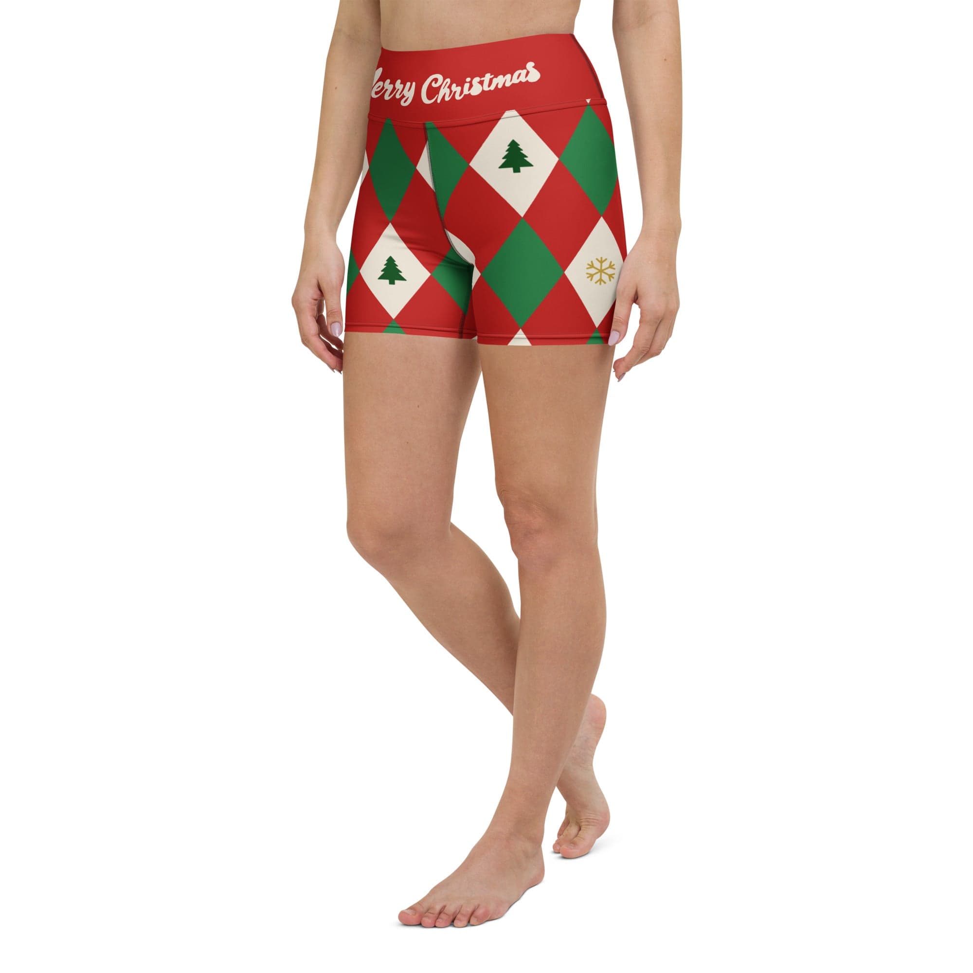Harlequin Christmas Yoga Shorts