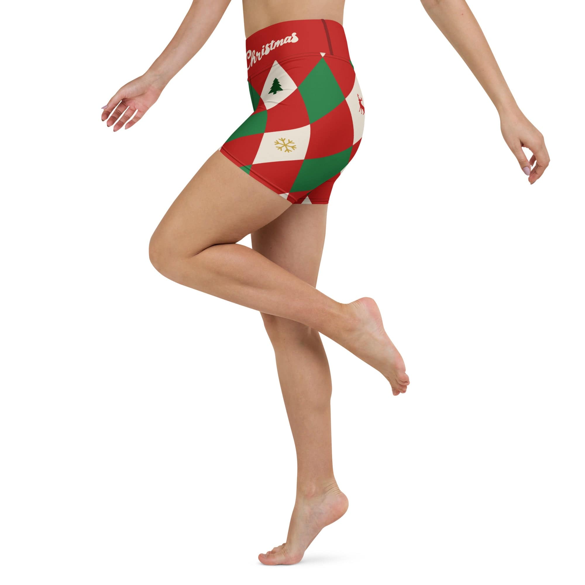 Harlequin Christmas Yoga Shorts