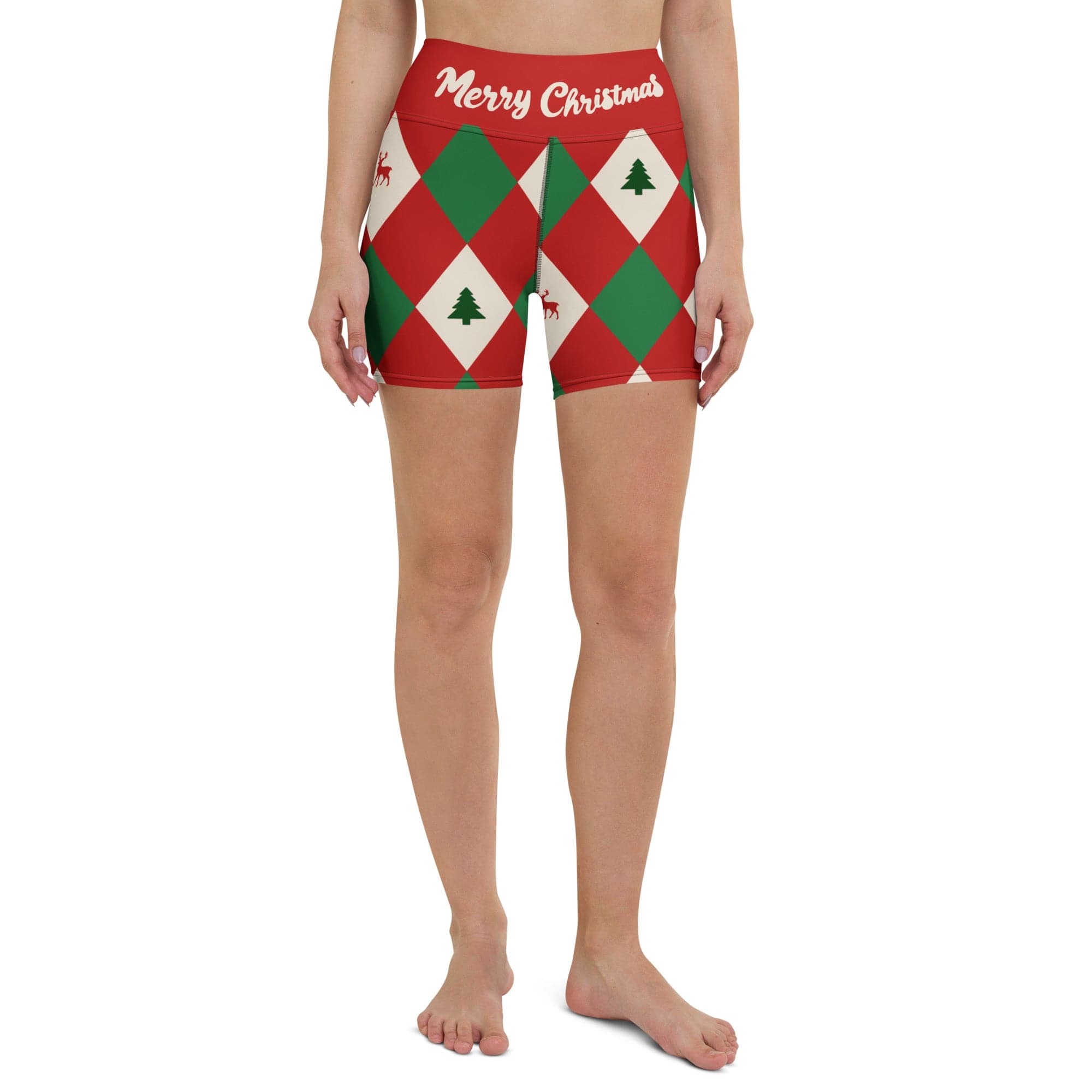 Harlequin Christmas Yoga Shorts