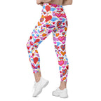 Heart Pattern Leggings with Pockets