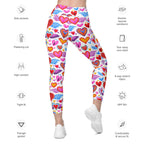 Heart Pattern Leggings with Pockets