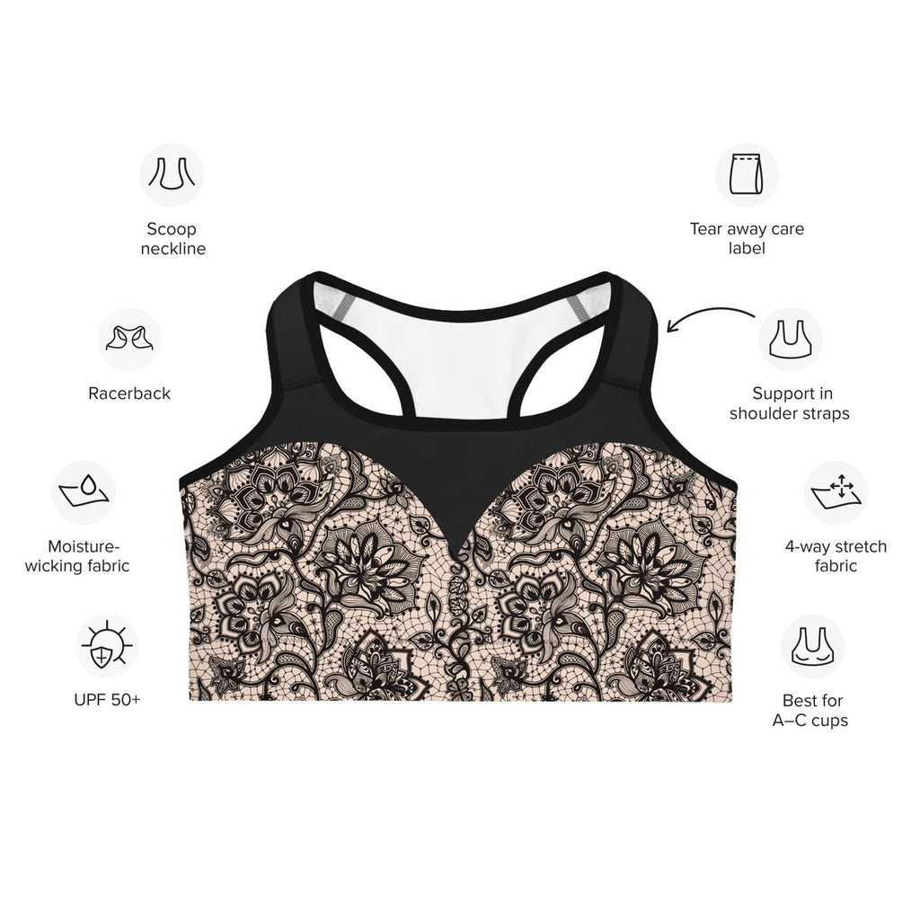 Heart Shaped Lace Sports Bra