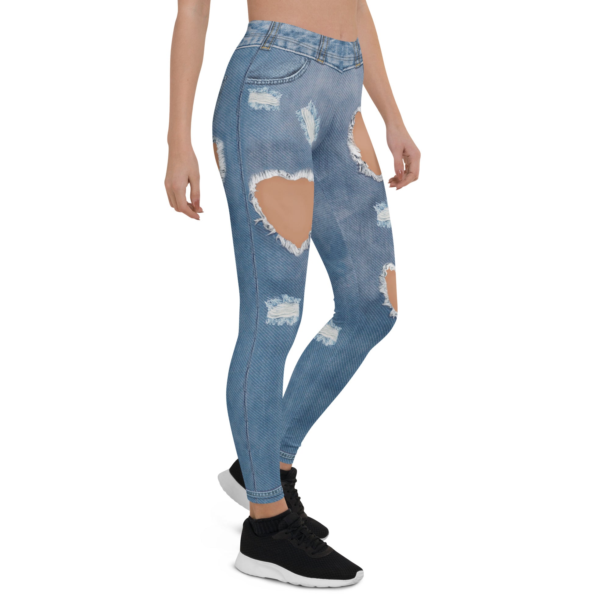 Heart Slit Denim Leggings