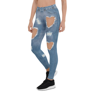 Heart Slit Denim Leggings