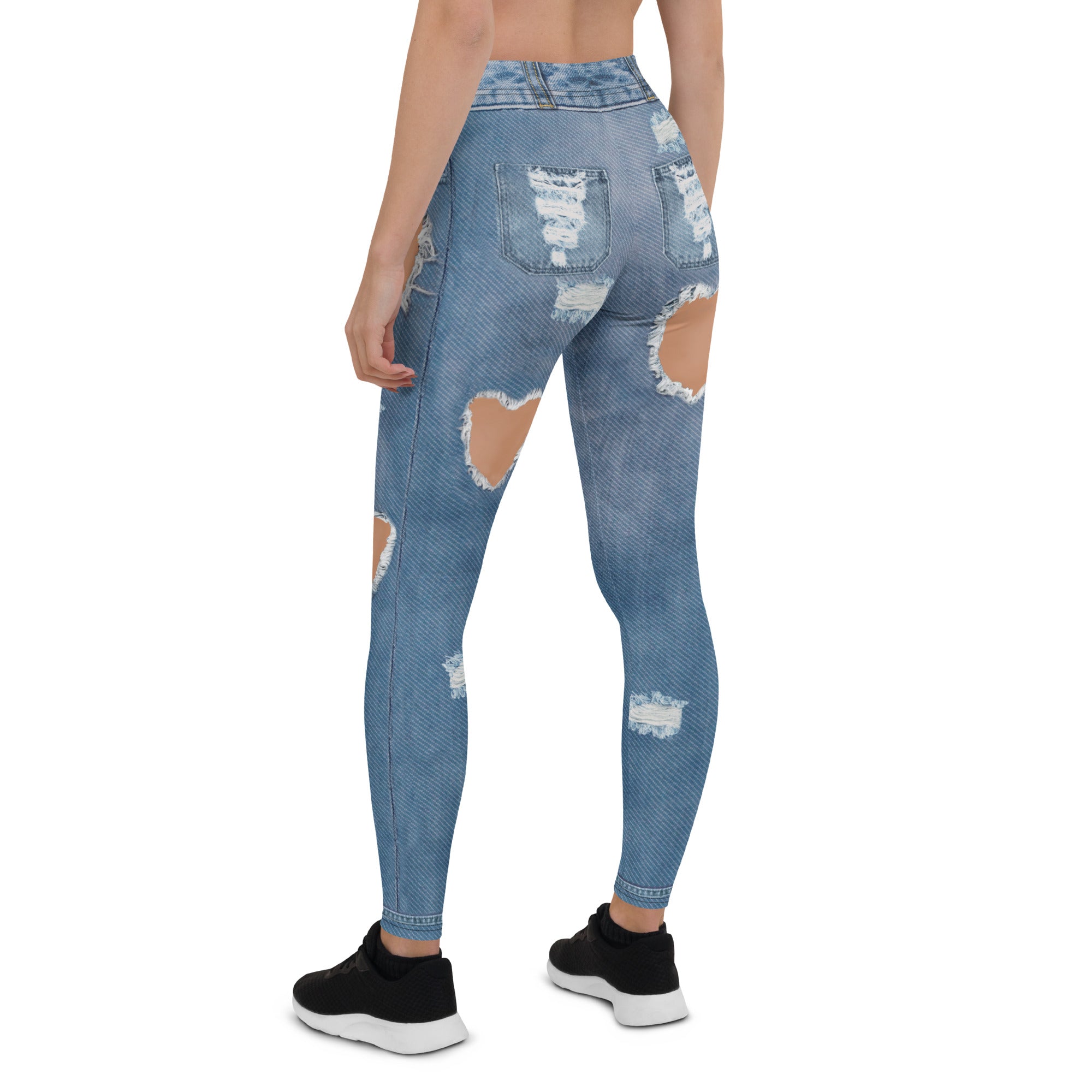 Heart Slit Denim Leggings