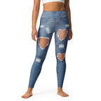 Heart Slit Denim Yoga Leggings