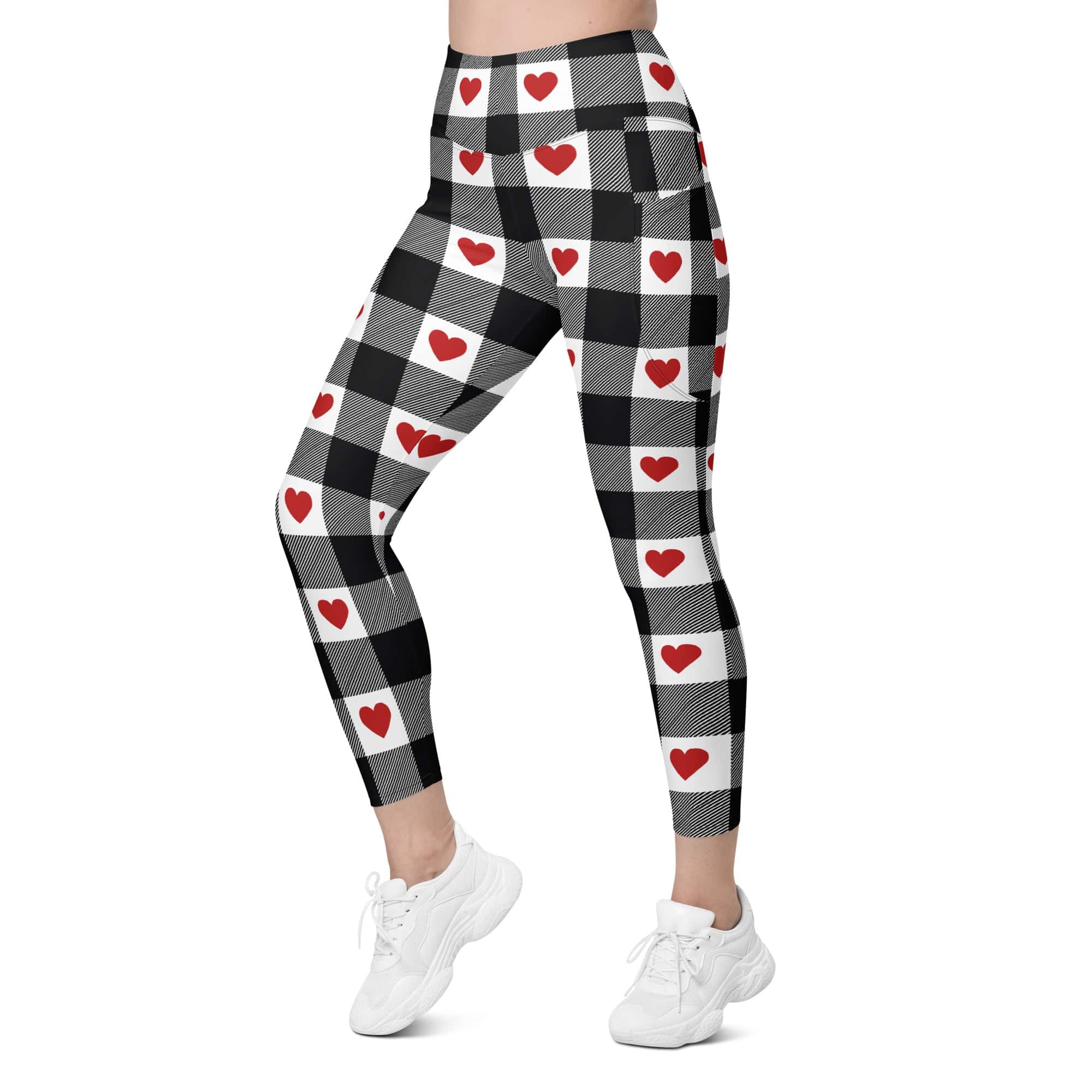 Heartfelt Plaid Leggings With Pockets