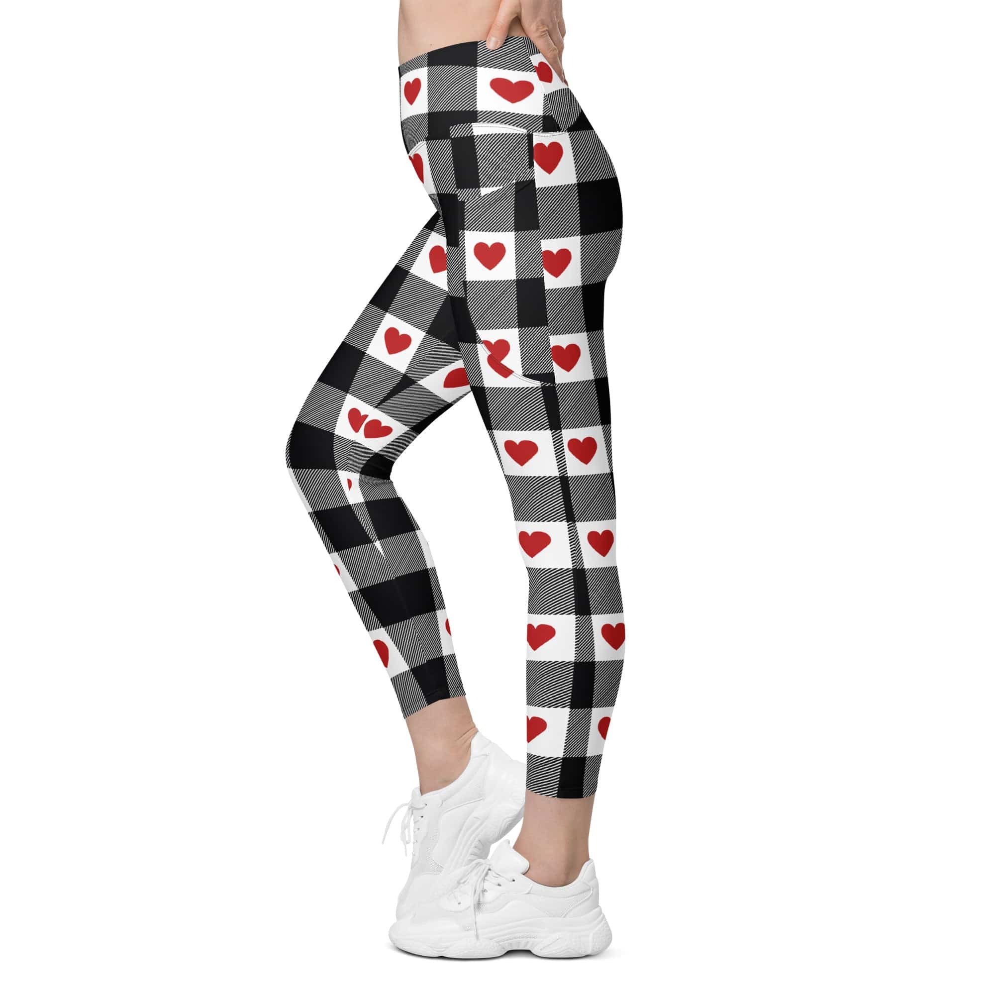 Heartfelt Plaid Leggings With Pockets