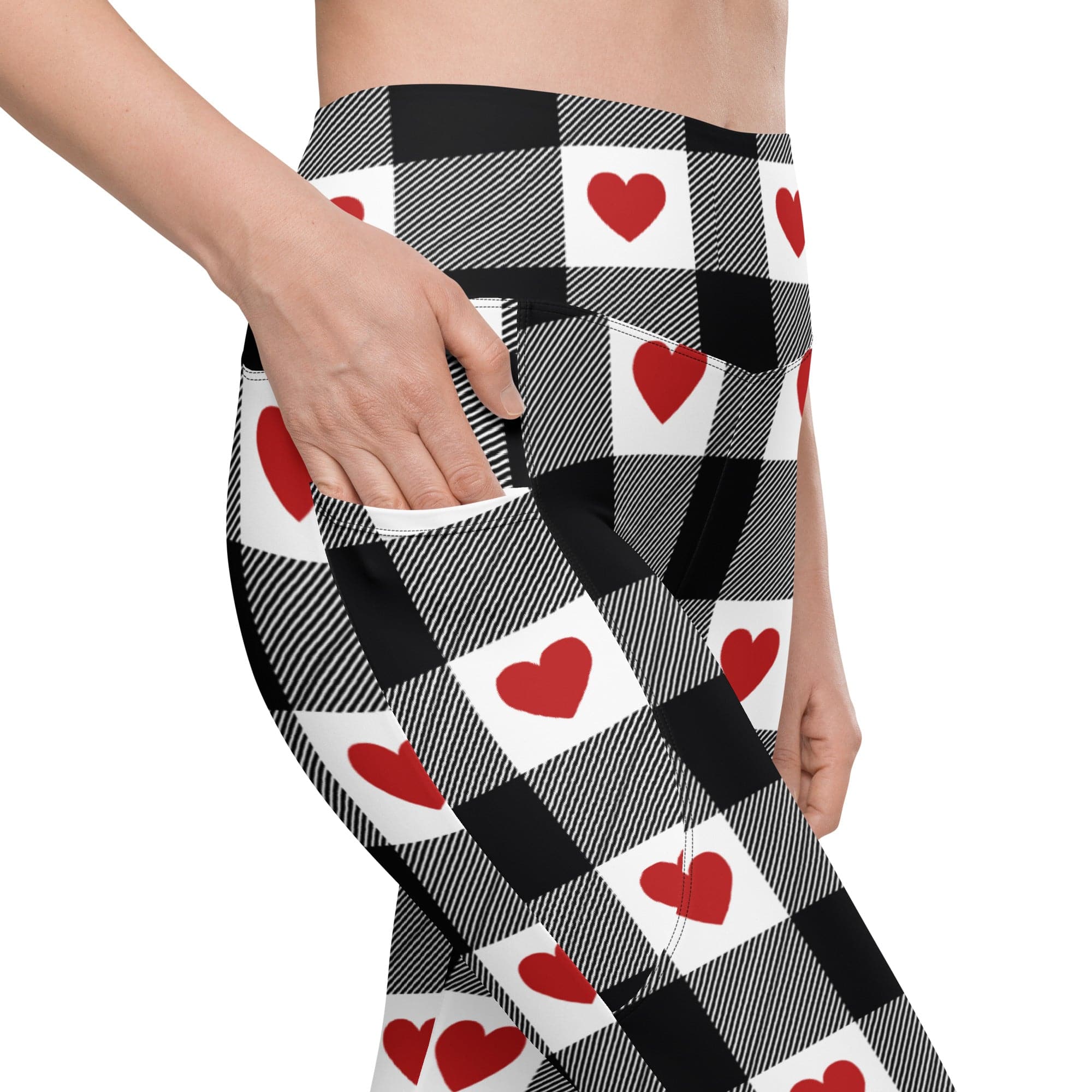 Heartfelt Plaid Leggings With Pockets