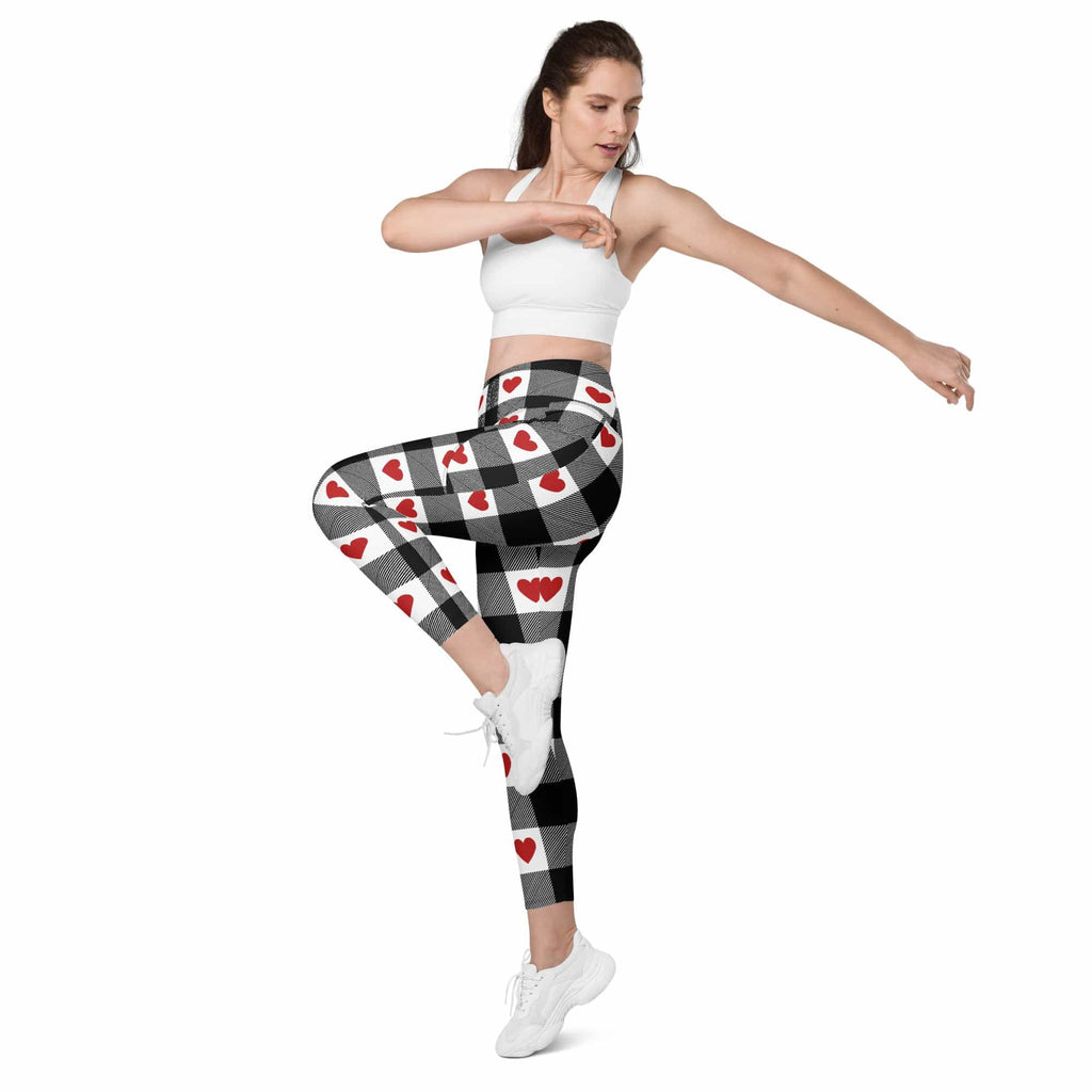 Heartfelt Plaid Leggings With Pockets