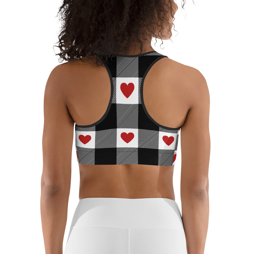 Heartfelt Plaid Sports Bra