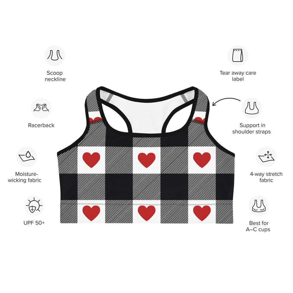 Heartfelt Plaid Sports Bra