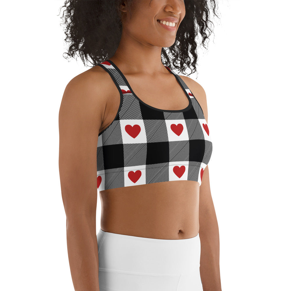 Heartfelt Plaid Sports Bra