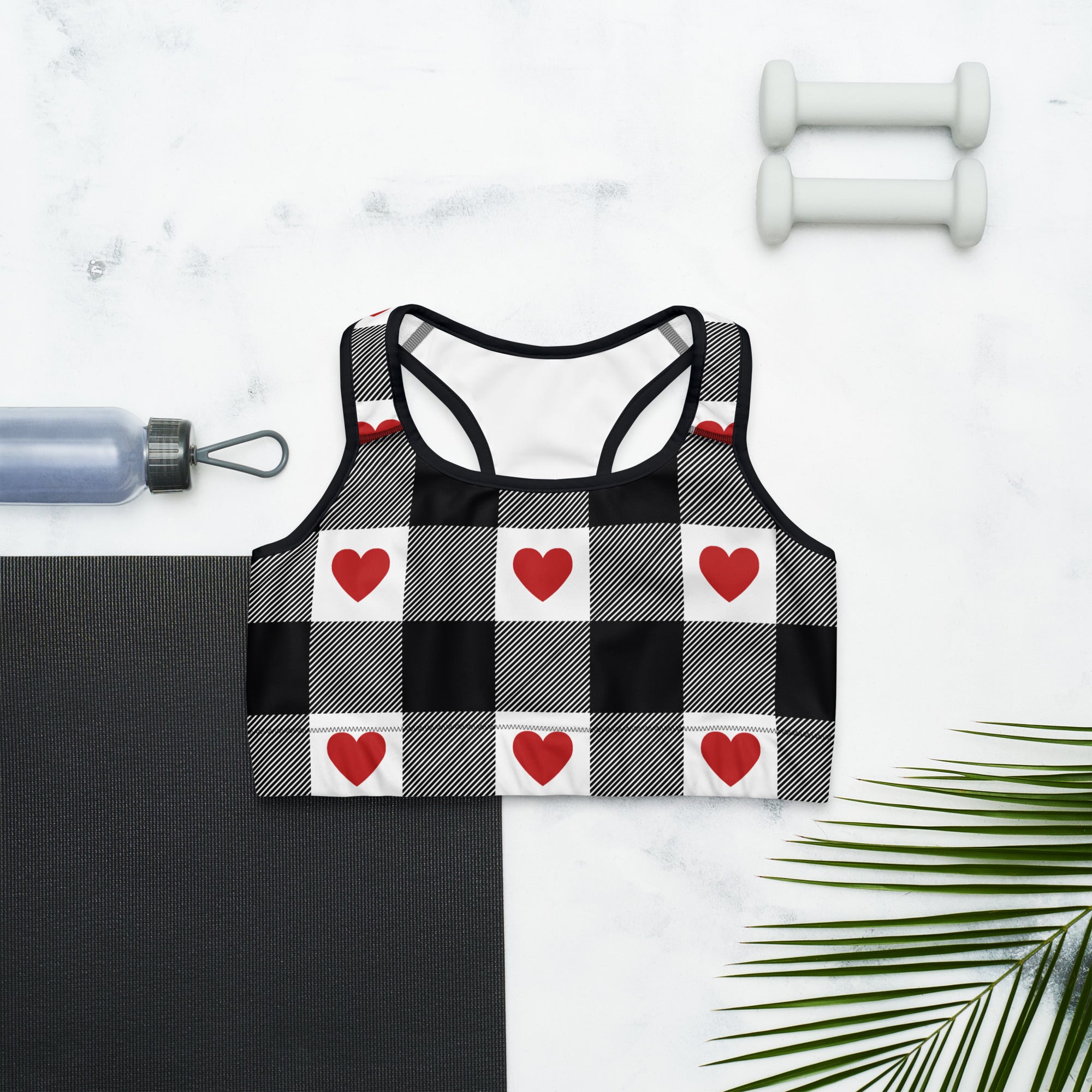 Heartfelt Plaid Sports Bra