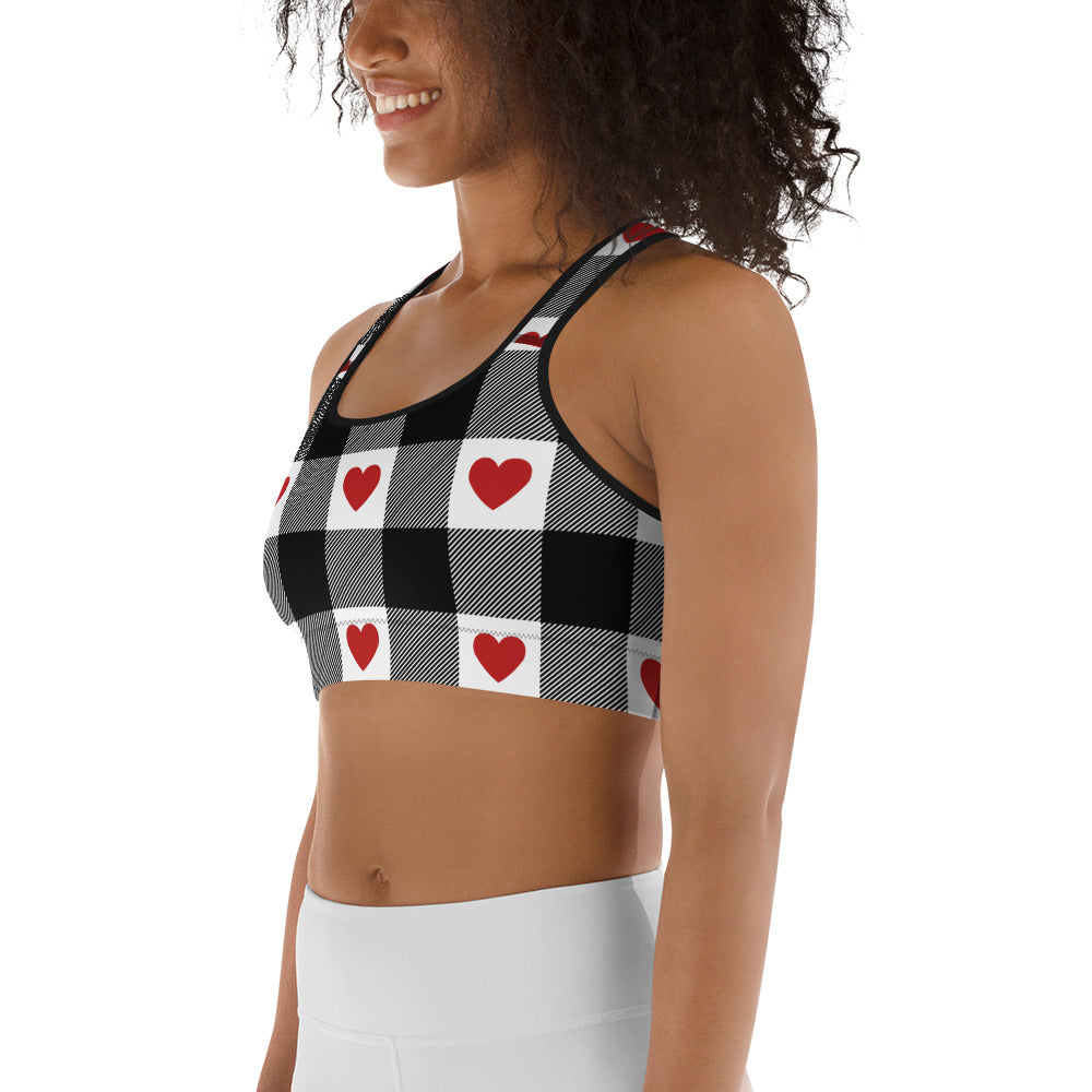 Heartfelt Plaid Sports Bra