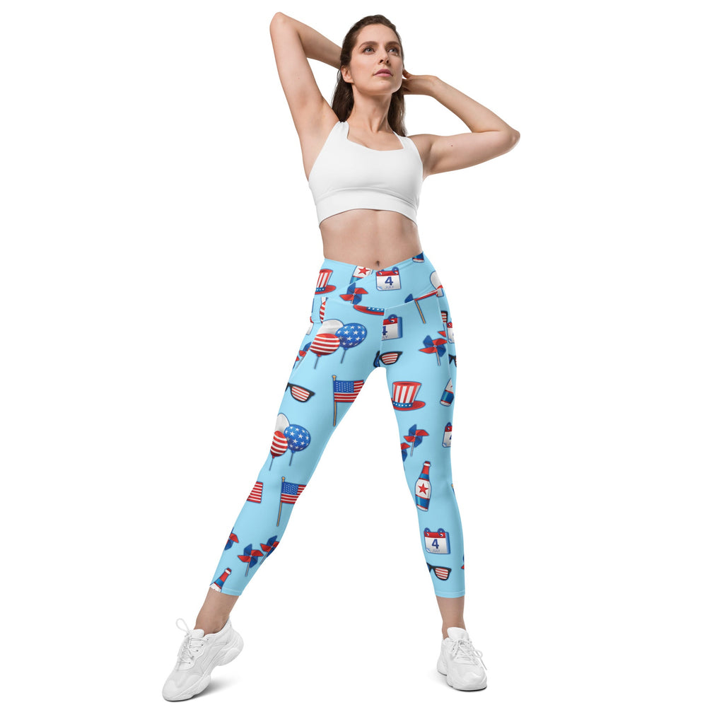Independence Day Crossover Leggings With Pockets