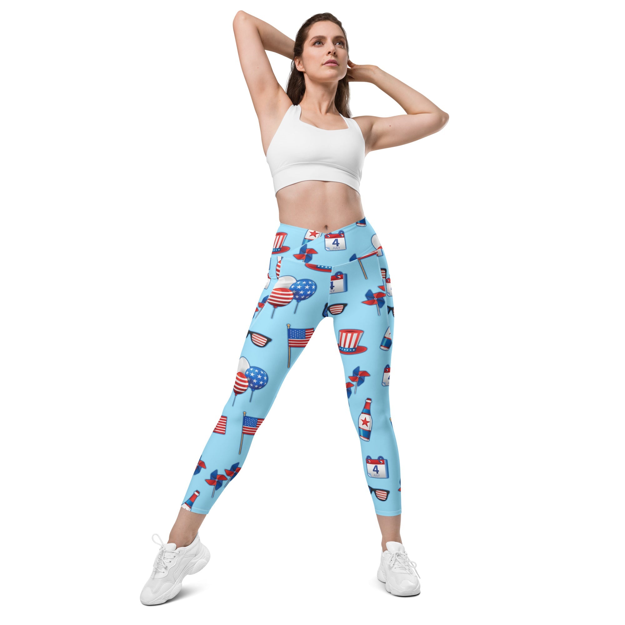 Independence Day Crossover Leggings With Pockets