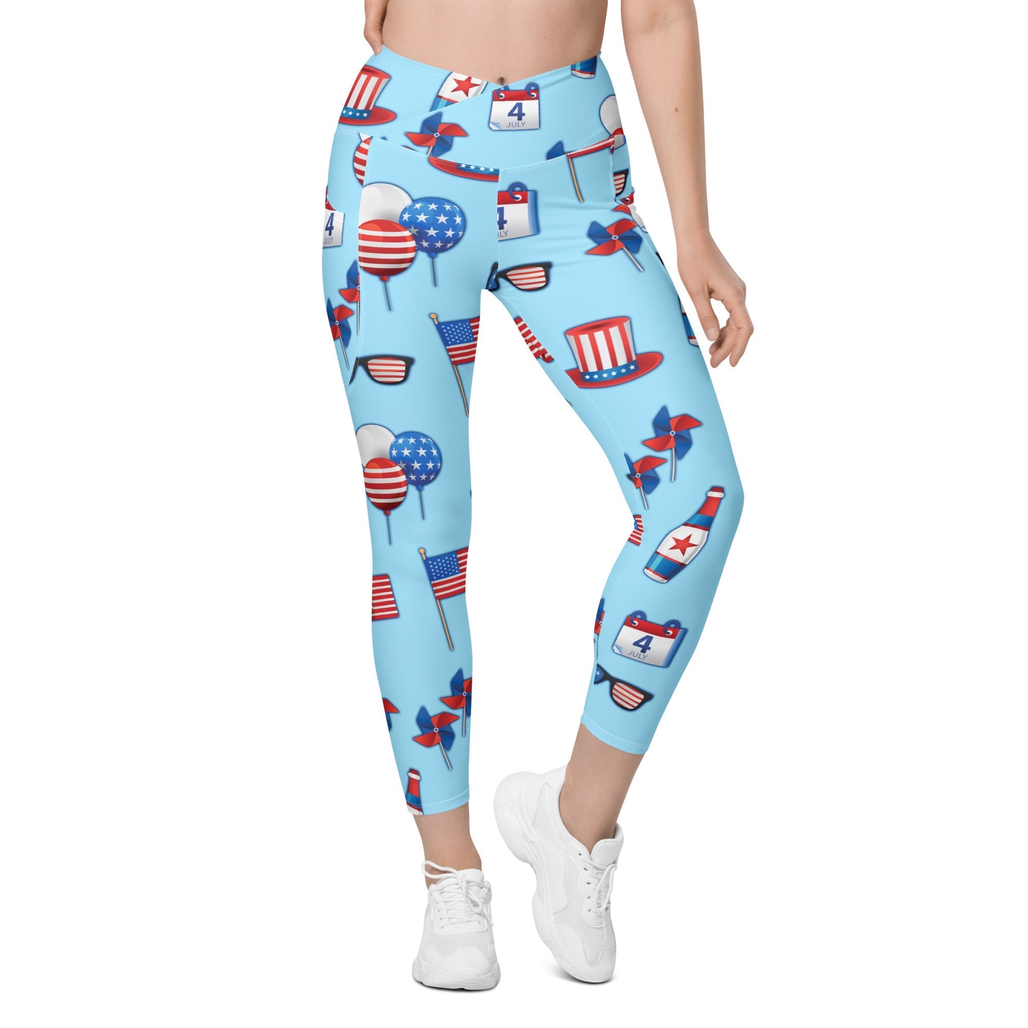 Independence Day Crossover Leggings With Pockets