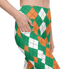 Irish Flag Plaid Leggings With Pockets