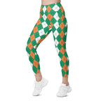Irish Flag Plaid Leggings With Pockets
