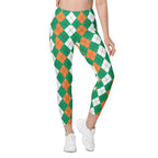 Irish Flag Plaid Leggings With Pockets