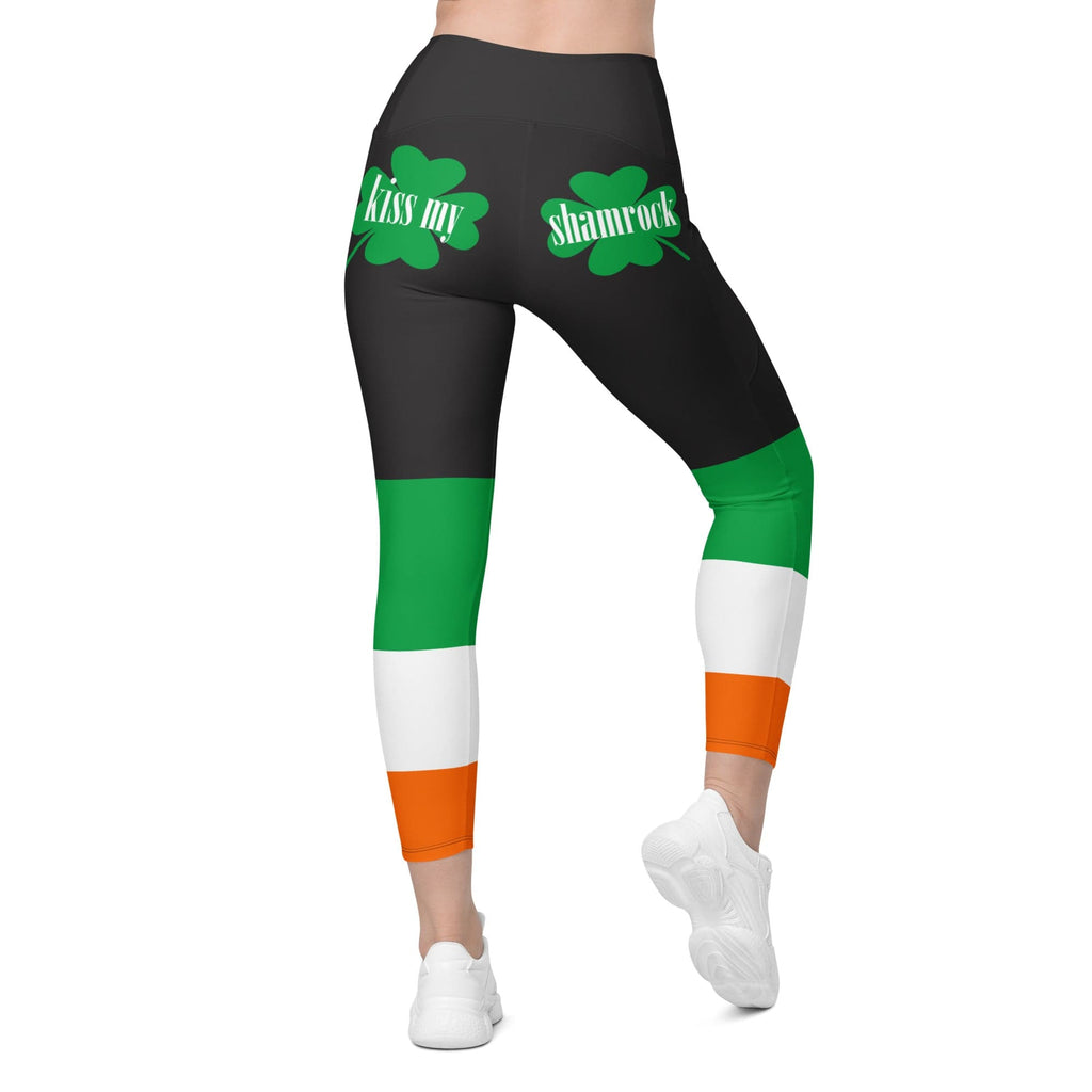 KIss My Shamrock Crossover Leggings With Pockets