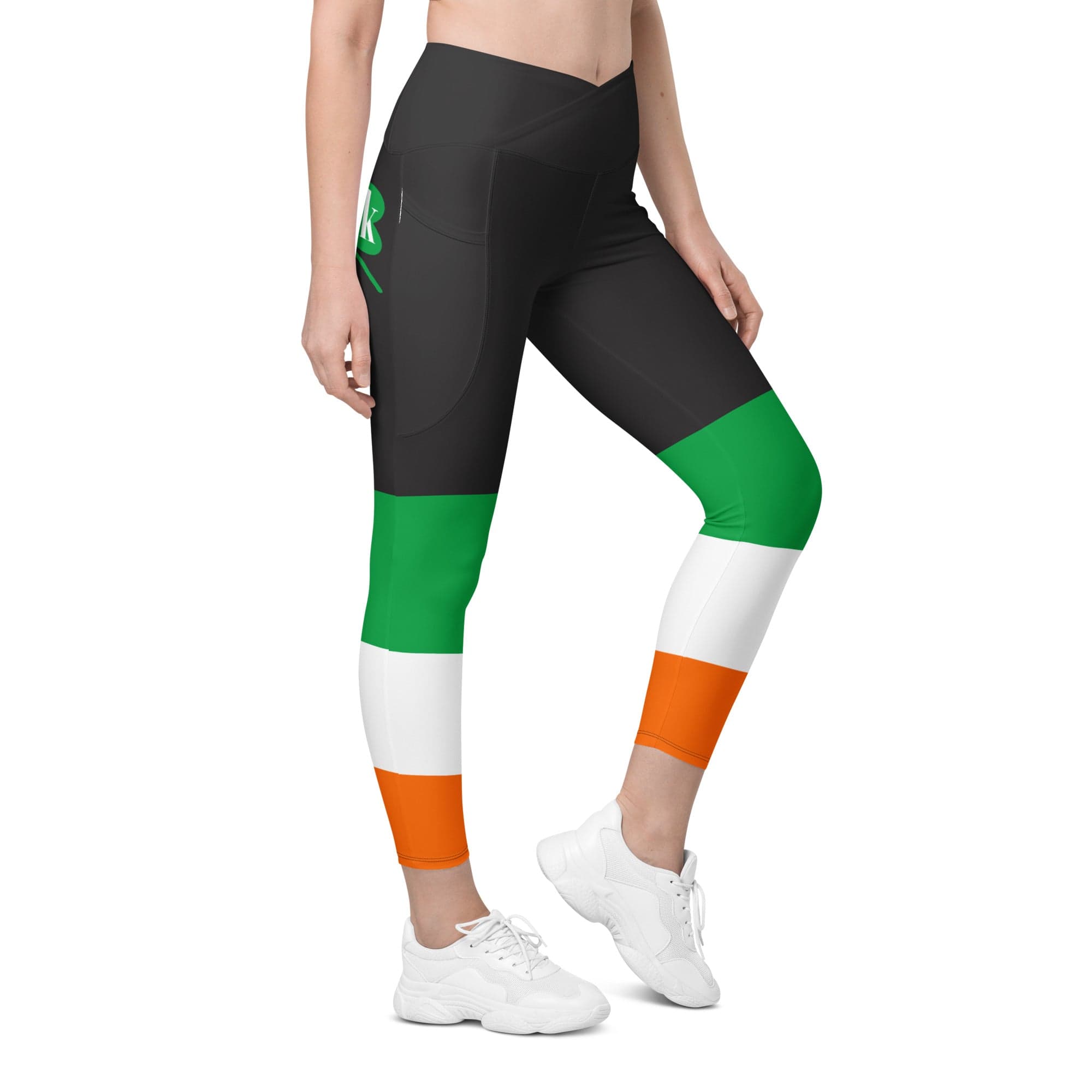 KIss My Shamrock Crossover Leggings With Pockets