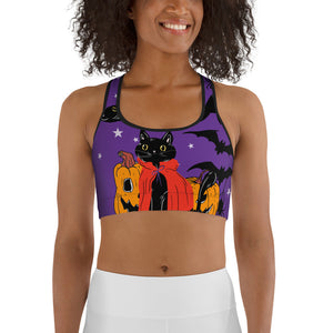 Kitty Loves Halloween Sports Bra