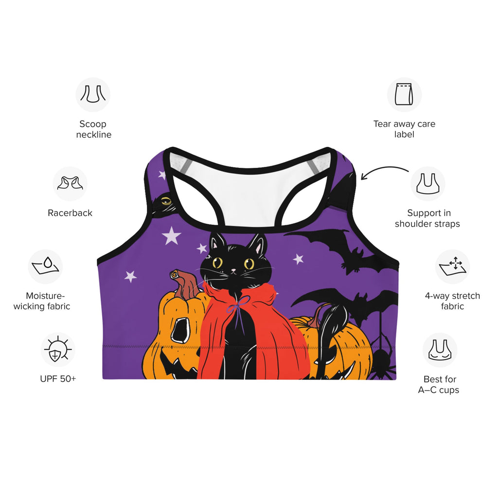 Kitty Loves Halloween Sports Bra