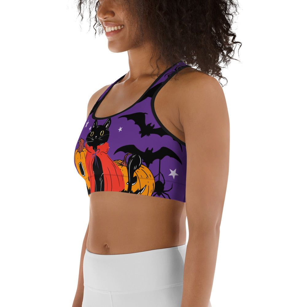 Kitty Loves Halloween Sports Bra