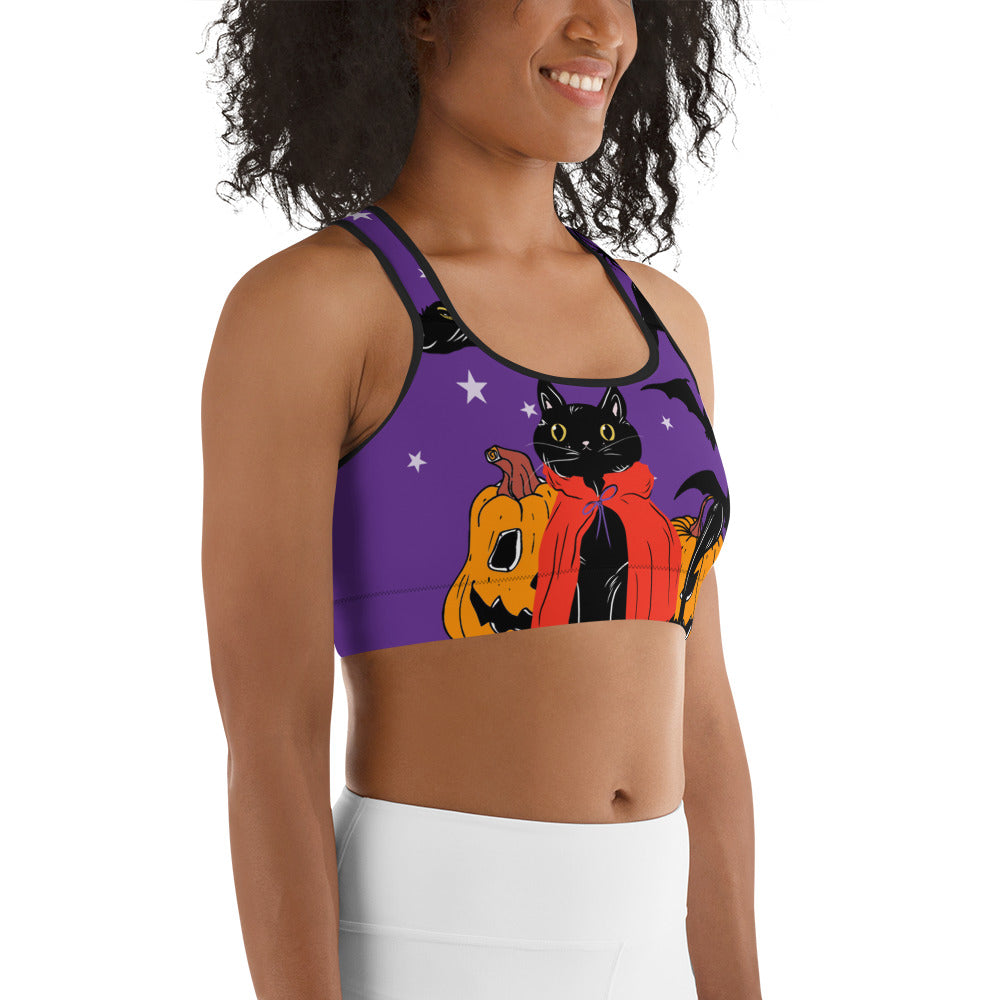 Kitty Loves Halloween Sports Bra