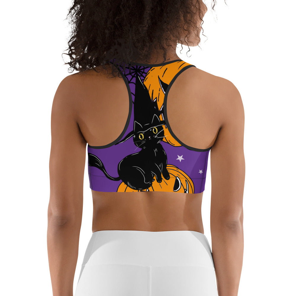 Kitty Loves Halloween Sports Bra