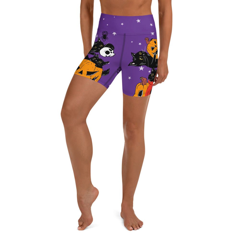 Kitty Loves Halloween Yoga Shorts