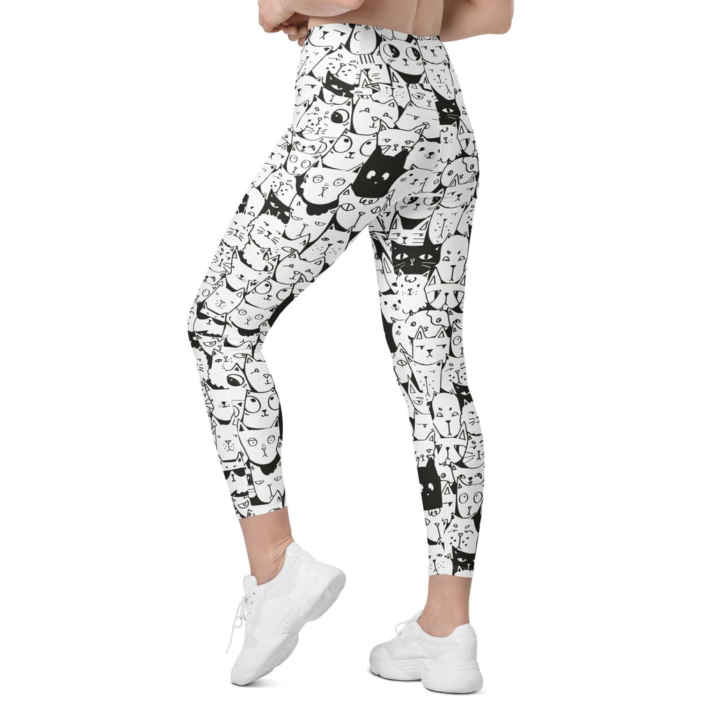 Kitty Pattern Leggings With Pockets