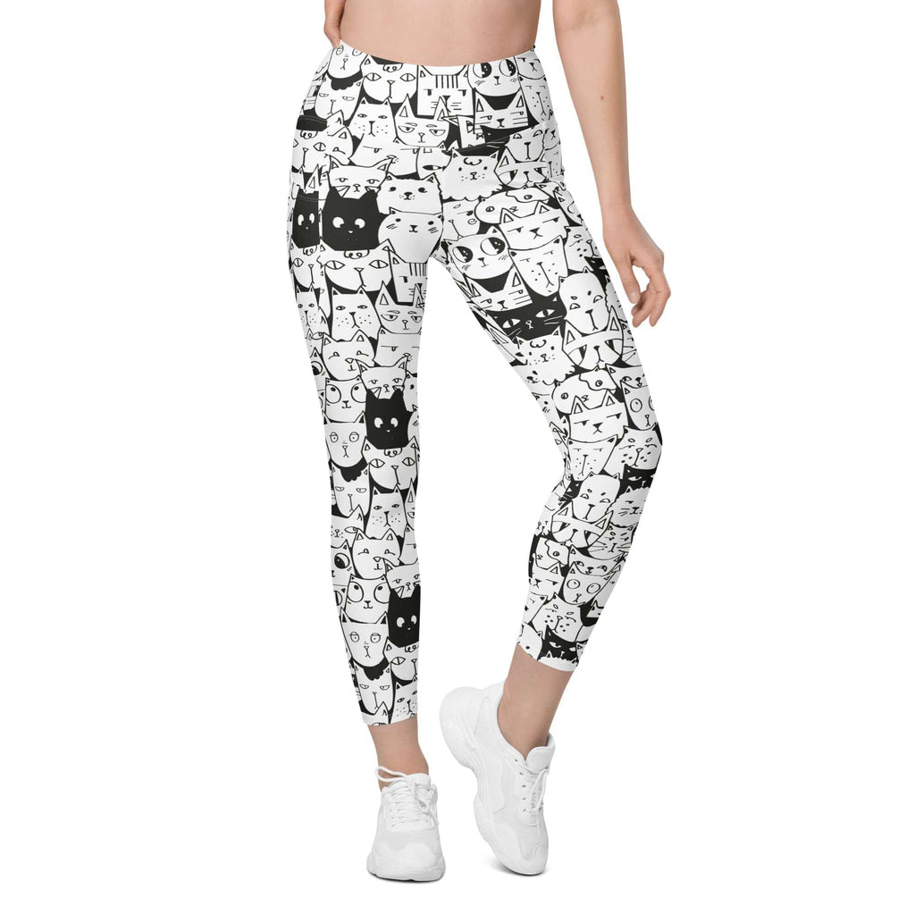 Kitty Pattern Leggings With Pockets