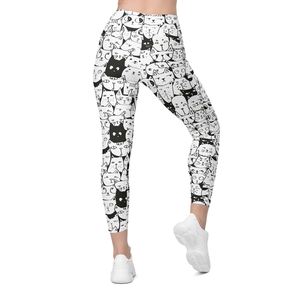 Kitty Pattern Leggings With Pockets