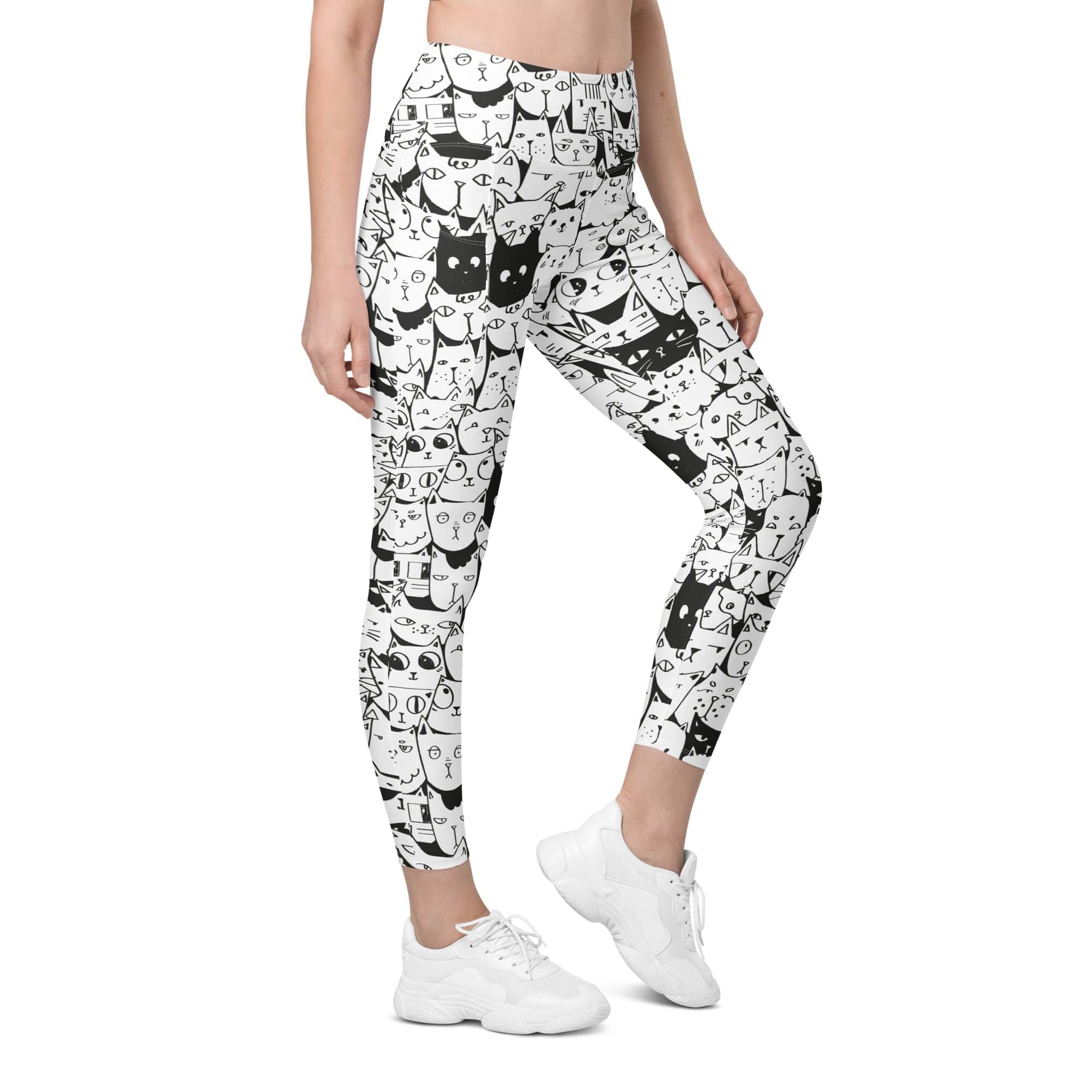 Kitty Pattern Leggings With Pockets