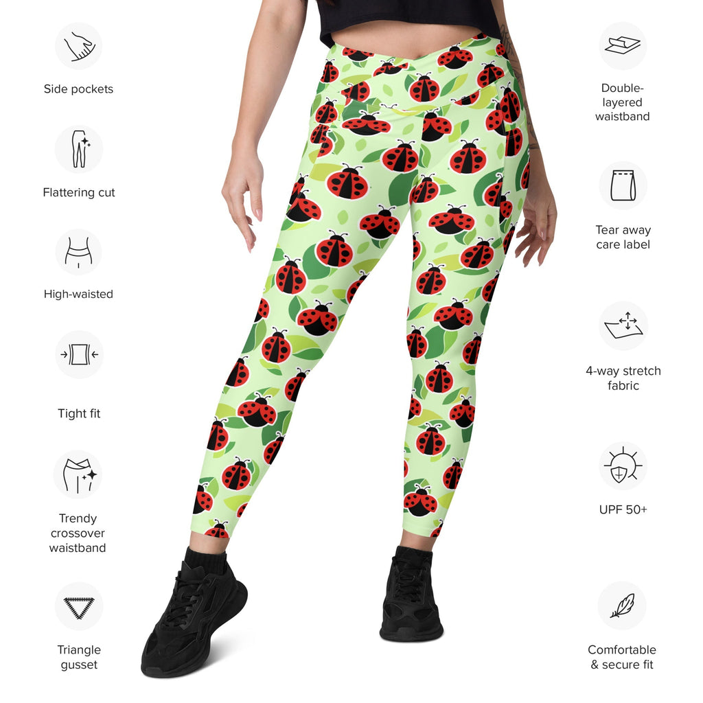 Ladybugs Crossover Leggings With Pockets