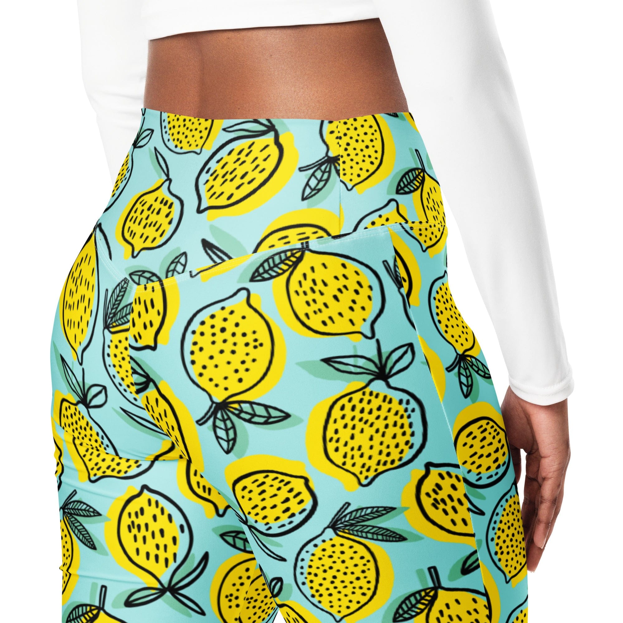 Lemon Pattern Flare Leggings