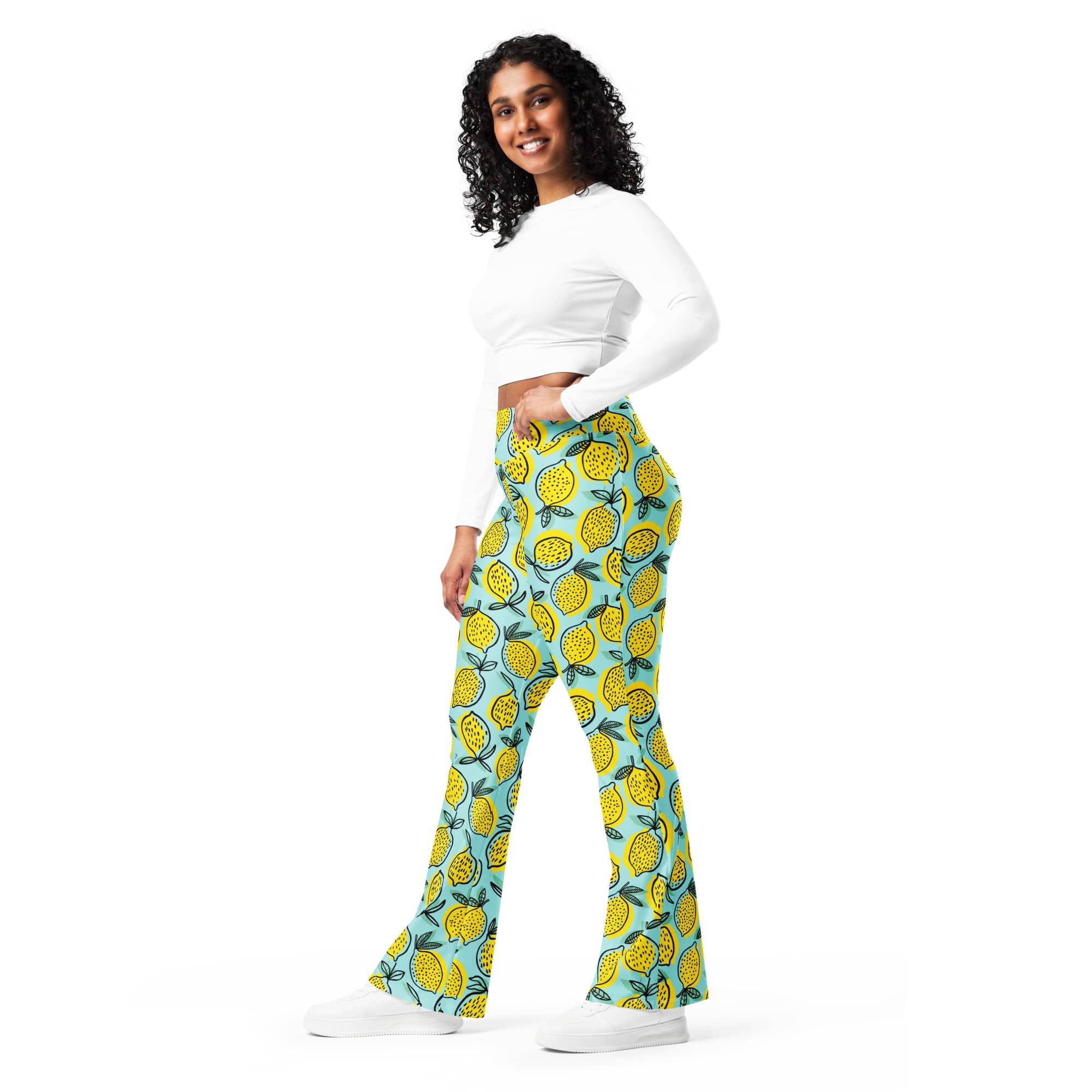 Lemon Pattern Flare Leggings