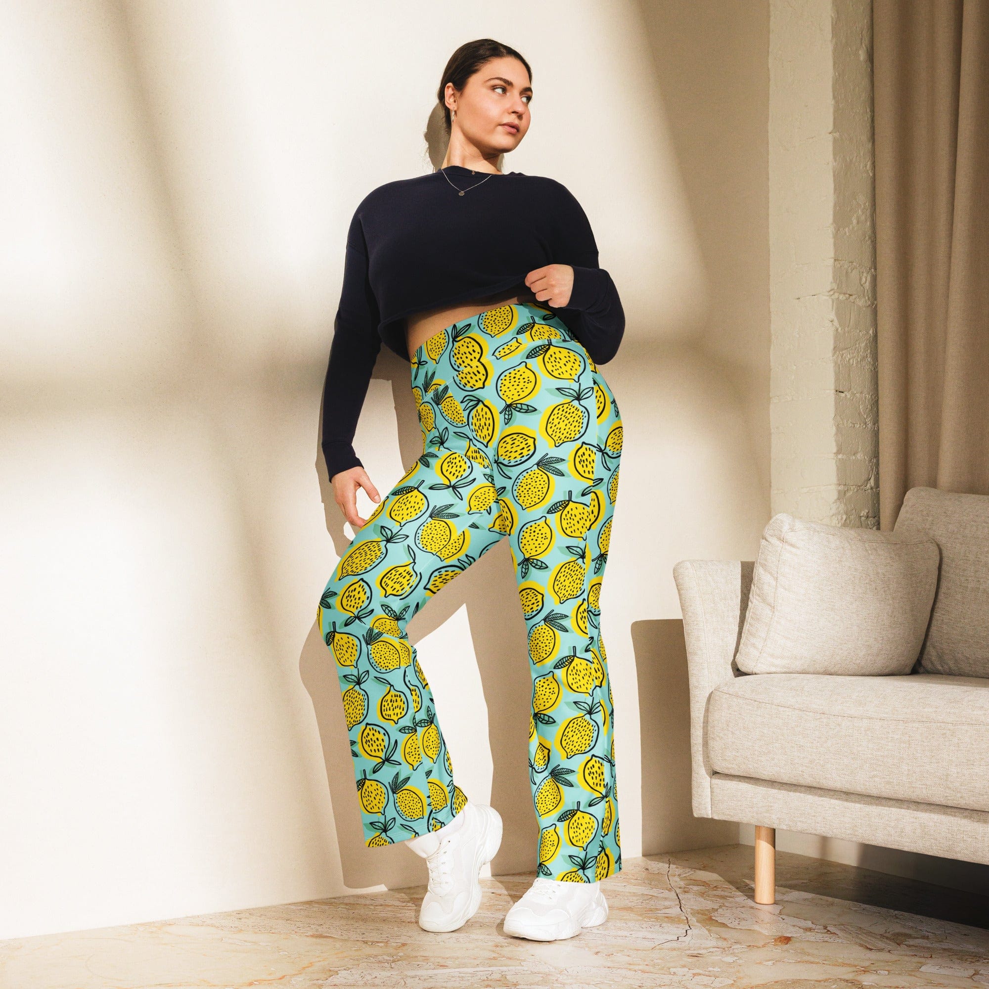 Lemon Pattern Flare Leggings