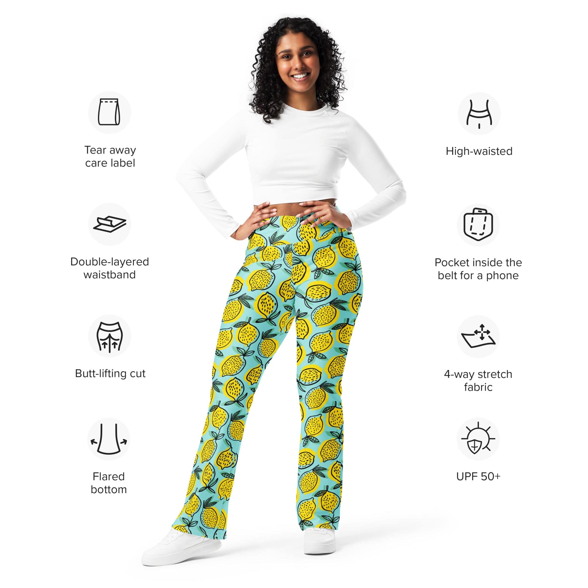 Lemon Pattern Flare Leggings