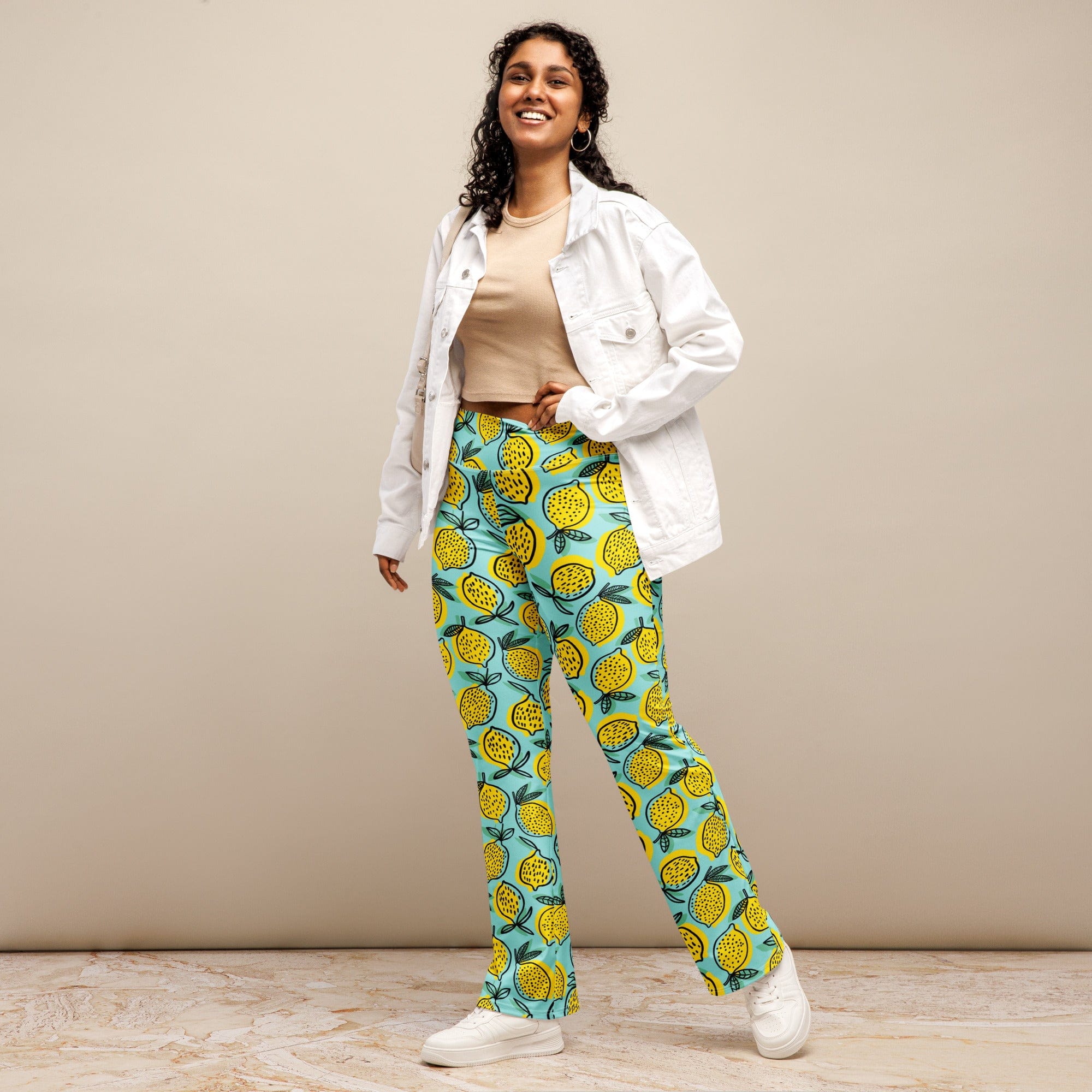 Lemon Pattern Flare Leggings