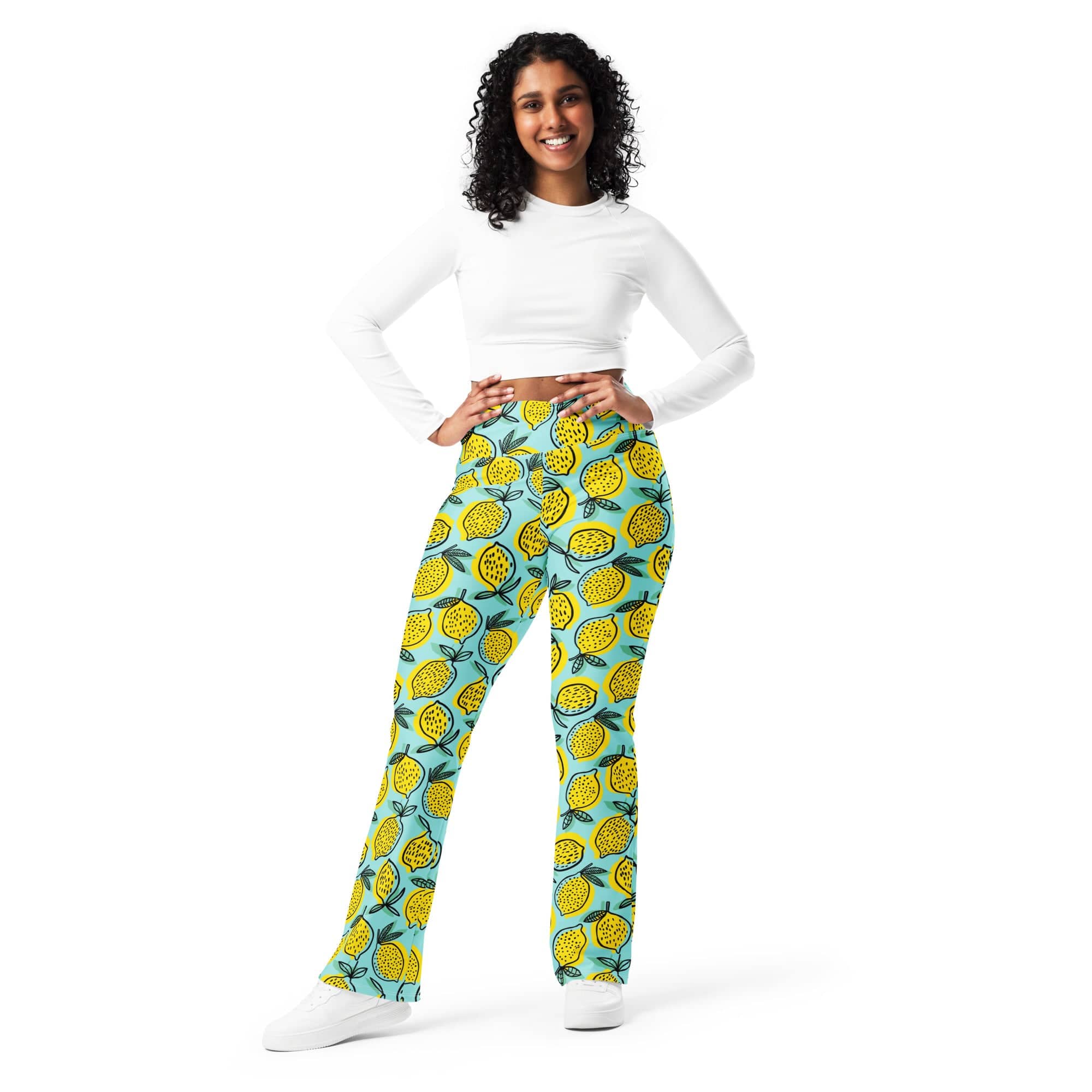 Lemon Pattern Flare Leggings