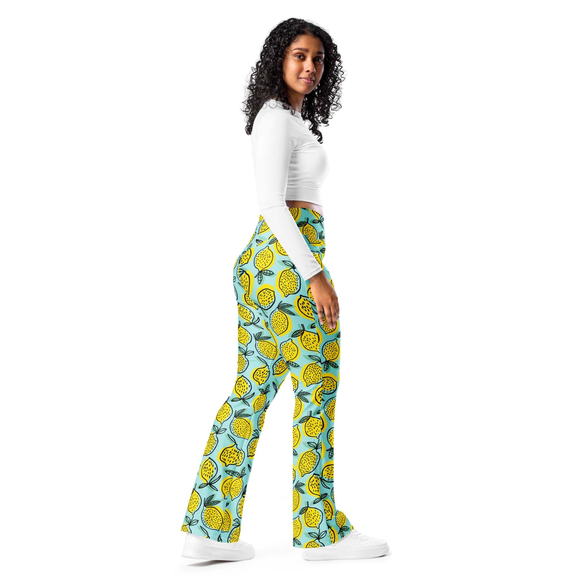 Lemon Pattern Flare Leggings