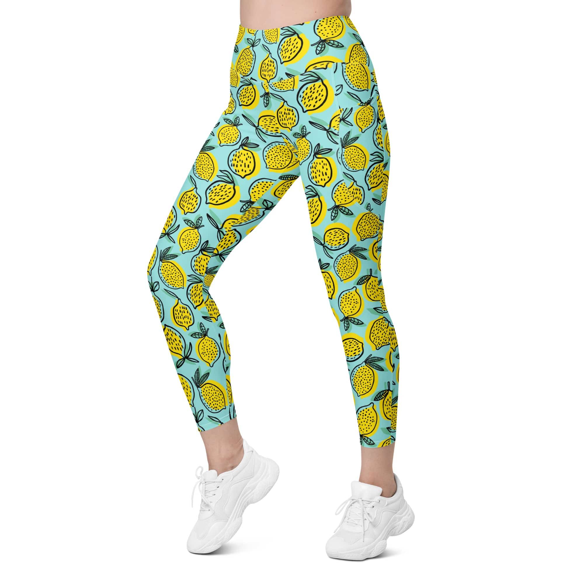 Lemon Pattern Leggings With Pockets