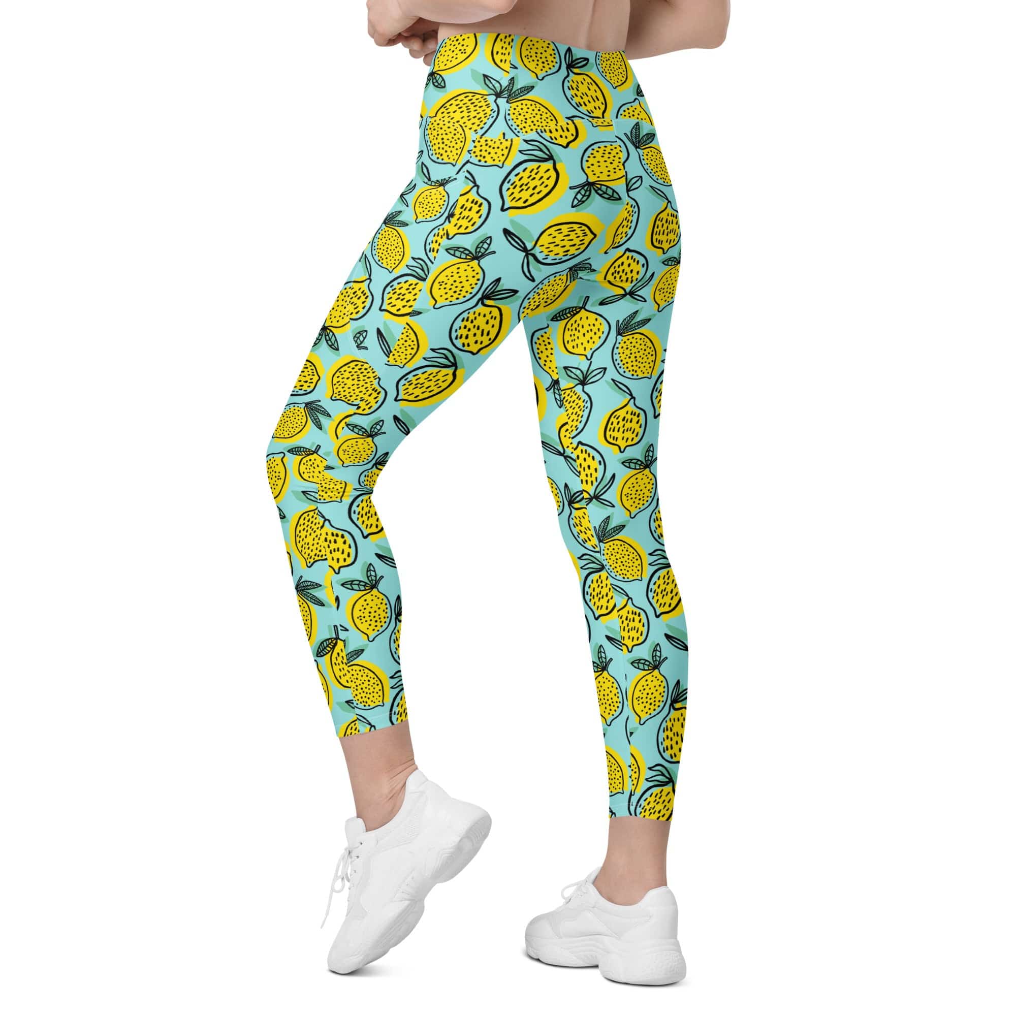 Lemon Pattern Leggings With Pockets