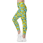 Lemon Pattern Leggings With Pockets