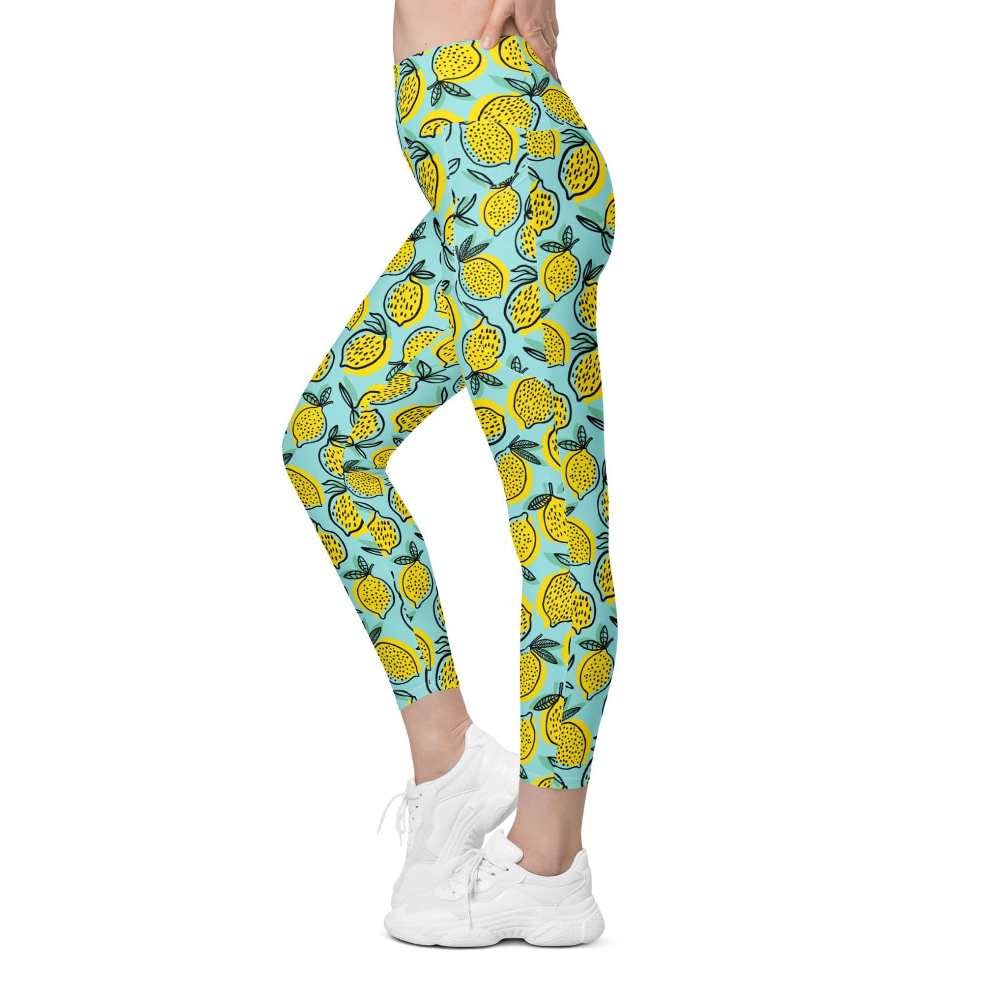 Lemon Pattern Leggings With Pockets